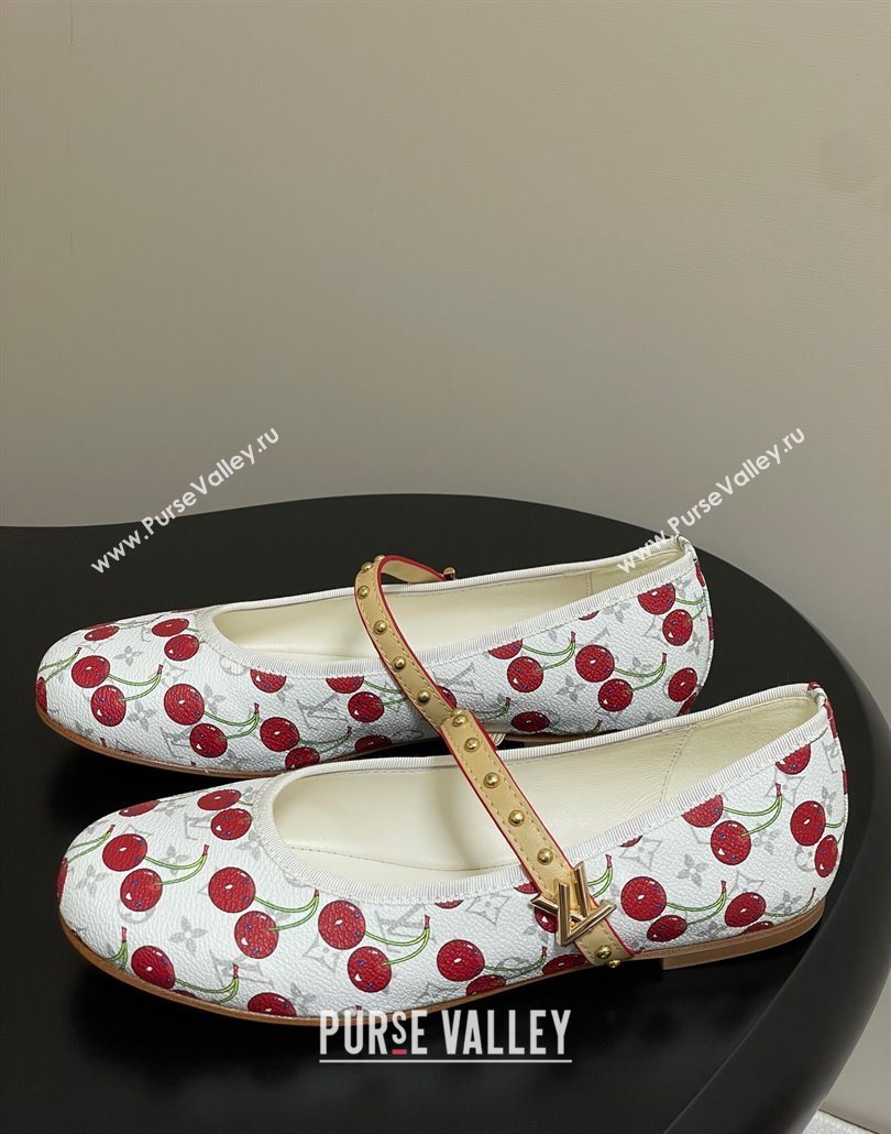 Louis Vuitton LV x TM Romy Flat Ballerinas in Leather with Luscious Cherry White 2025 (MD-250607015)