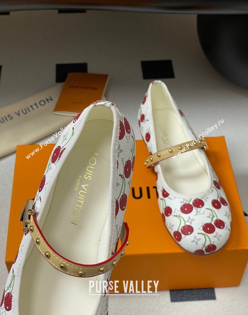 Louis Vuitton LV x TM Romy Flat Ballerinas in Leather with Luscious Cherry White 2025 (MD-250607015)