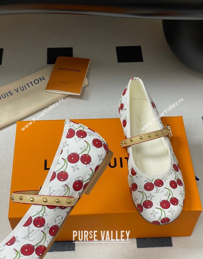 Louis Vuitton LV x TM Romy Flat Ballerinas in Leather with Luscious Cherry White 2025 (MD-250607015)