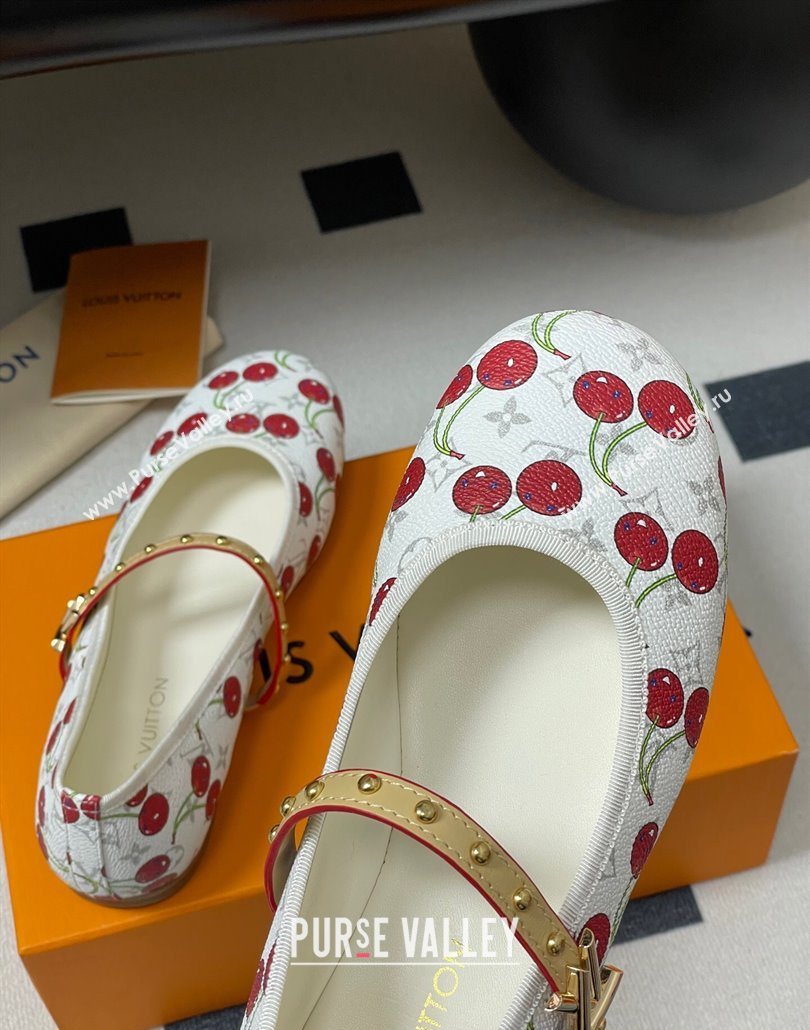 Louis Vuitton LV x TM Romy Flat Ballerinas in Leather with Luscious Cherry White 2025 (MD-250607015)