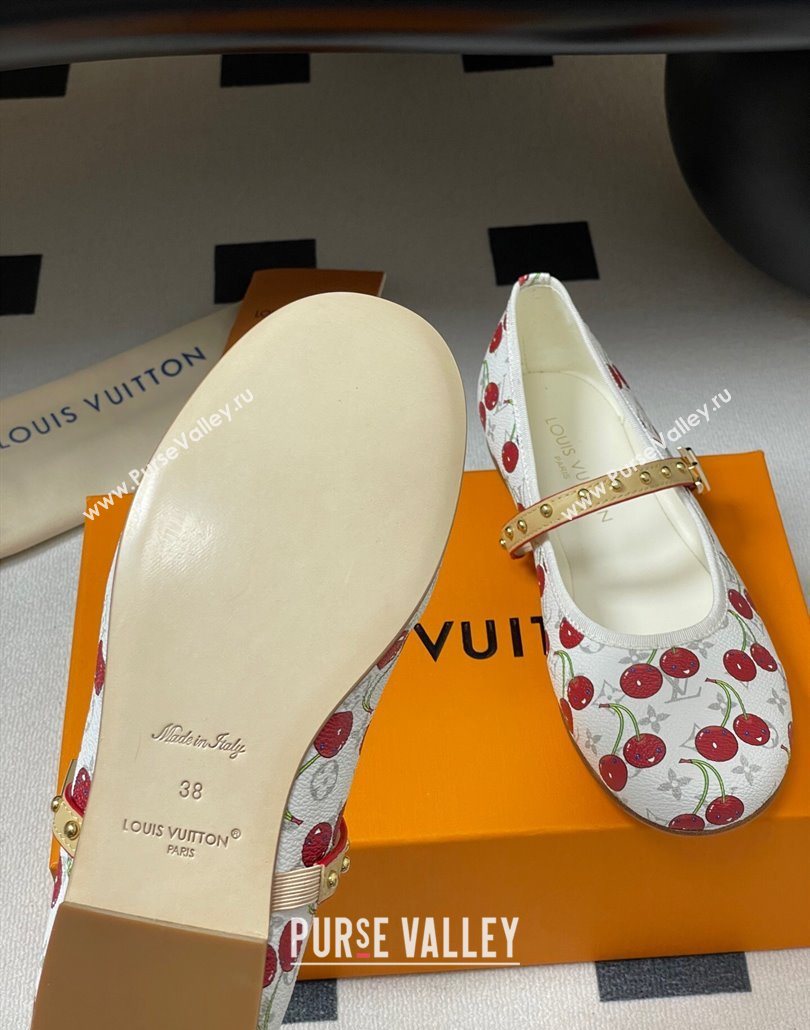 Louis Vuitton LV x TM Romy Flat Ballerinas in Leather with Luscious Cherry White 2025 (MD-250607015)