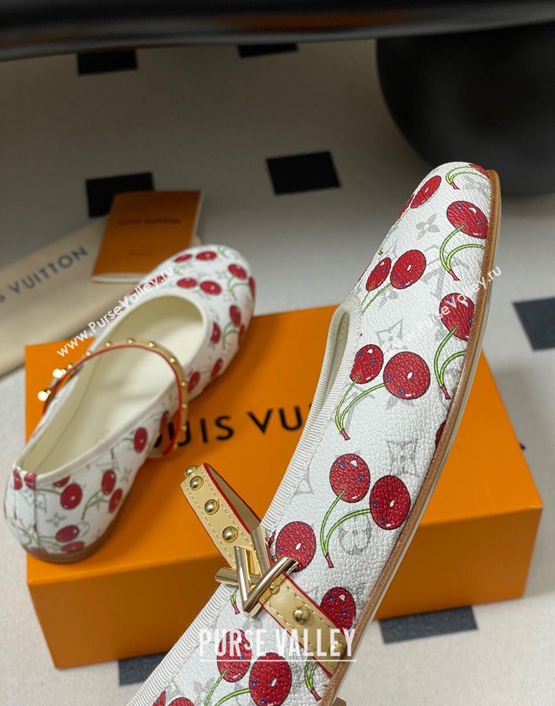 Louis Vuitton LV x TM Romy Flat Ballerinas in Leather with Luscious Cherry White 2025 (MD-250607015)