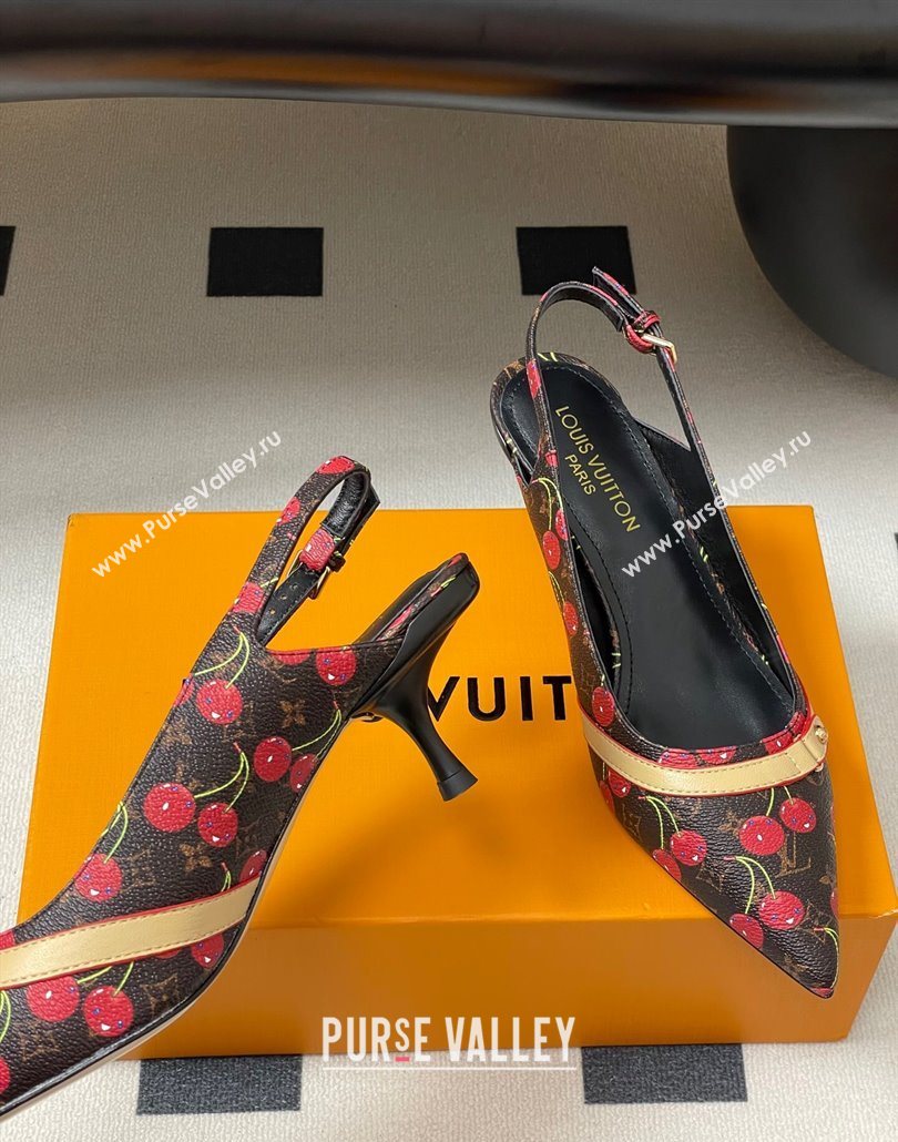 Louis Vuitton LV x TM 6AM Slingback Pumps 4.5cm in Leather with Luscious Cherry Black 2025 (MD-250607016)