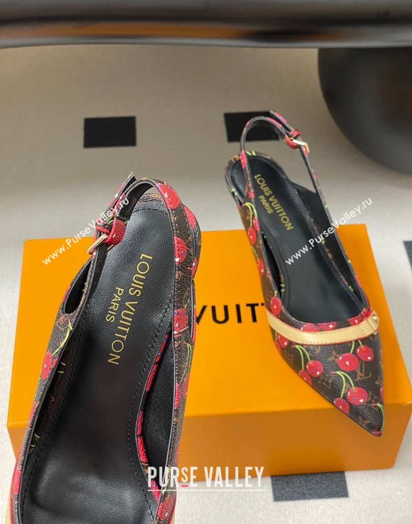 Louis Vuitton LV x TM 6AM Slingback Pumps 4.5cm in Leather with Luscious Cherry Black 2025 (MD-250607016)