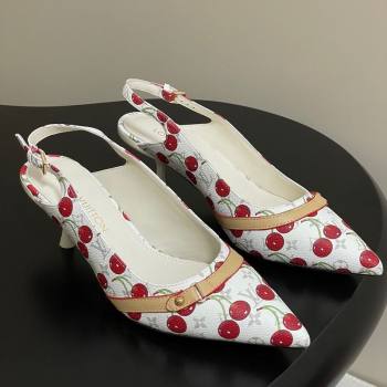 Louis Vuitton LV x TM 6AM Slingback Pumps 4.5cm in Leather with Luscious Cherry White 2025 (MD-250607017)