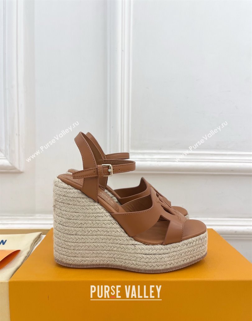 Louis Vuitton LV Isola Wedge Sandals 12cm in Calf Leather Brown 2025 1ACI9A (MD-250609012)