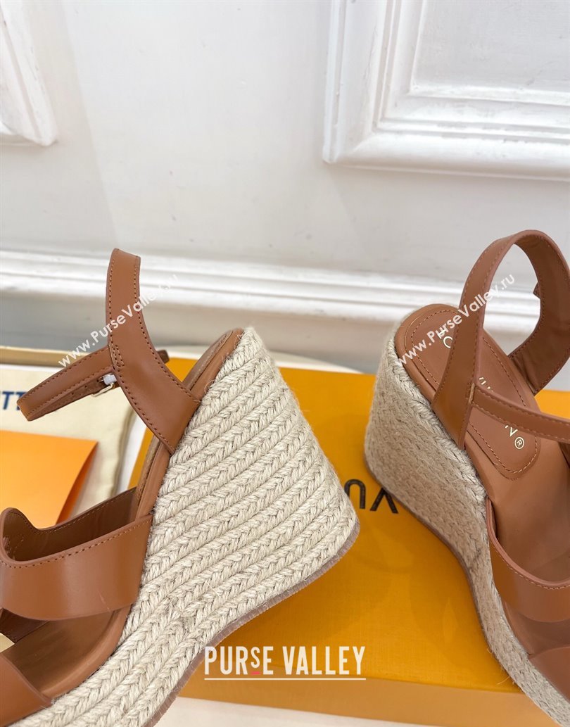 Louis Vuitton LV Isola Wedge Sandals 12cm in Calf Leather Brown 2025 1ACI9A (MD-250609012)
