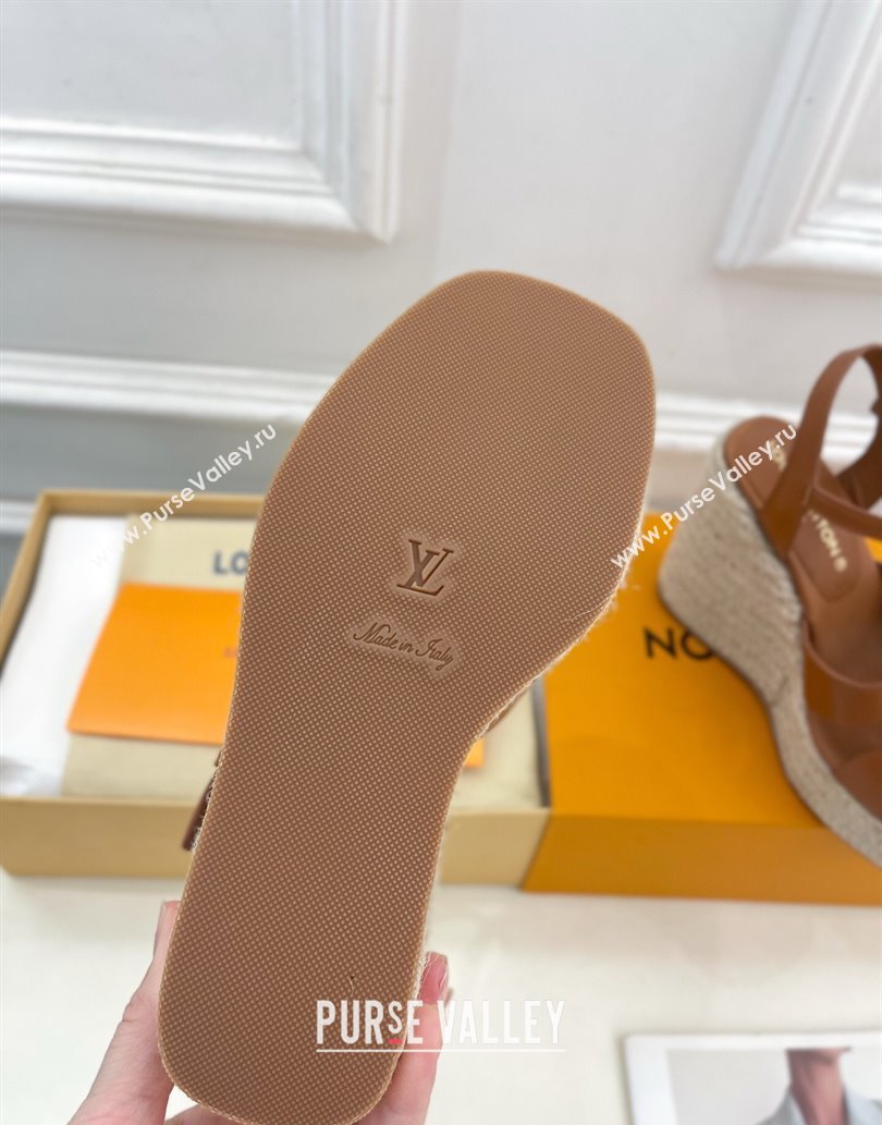 Louis Vuitton LV Isola Wedge Sandals 12cm in Calf Leather Brown 2025 1ACI9A (MD-250609012)