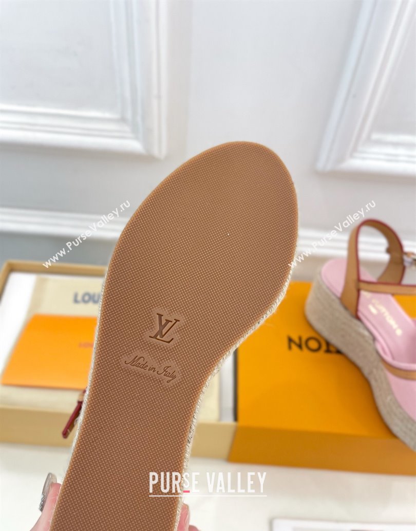 Louis Vuitton 6AM Wedge Platform Sandals 8cm in Monogram Denim Pink 2025 (MD-250609029)