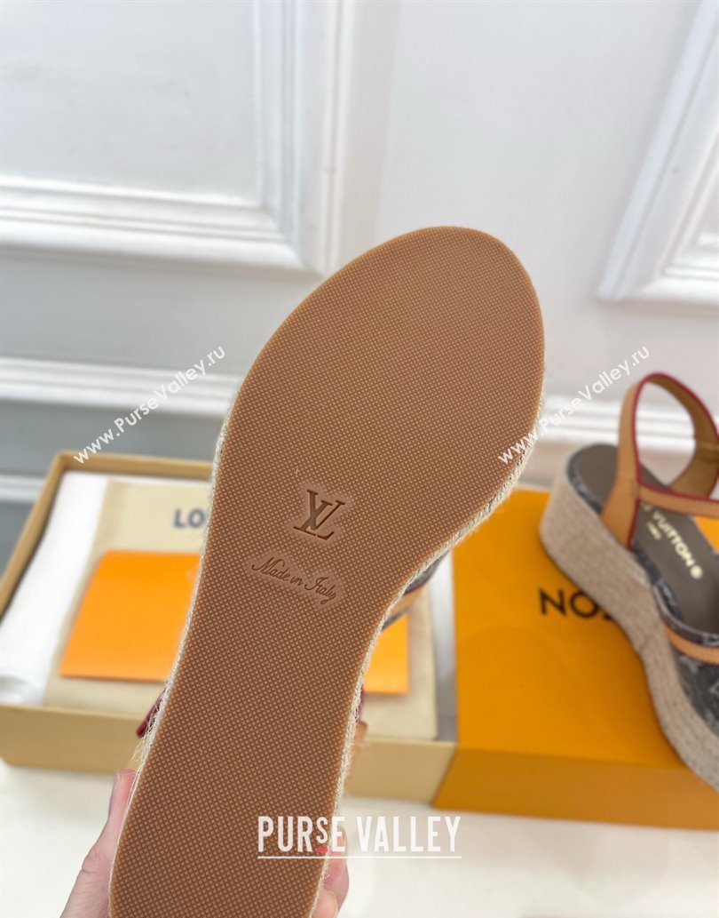 Louis Vuitton 6AM Wedge Platform Sandals 8cm in Monogram Denim Grey 2025 (MD-250609031)