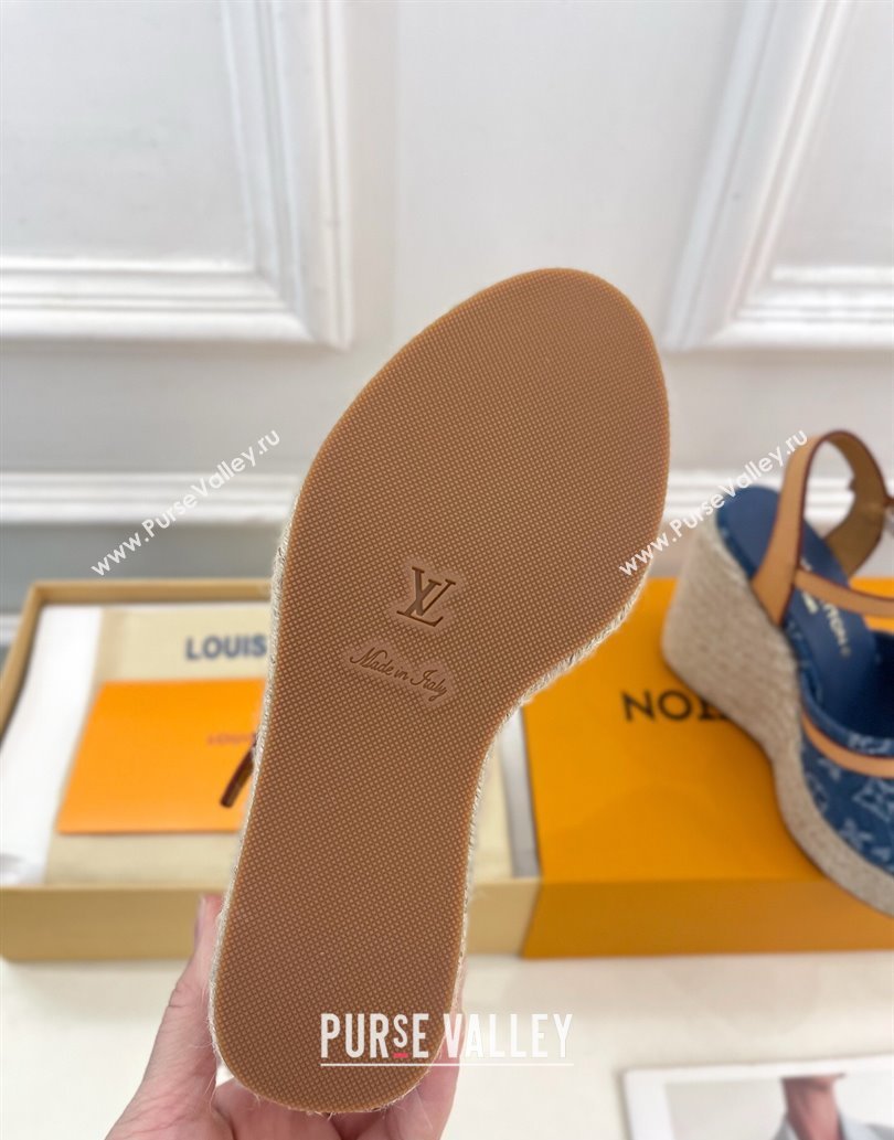 Louis Vuitton 6AM Wedge Platform Sandals 12cm in Monogram Denim Blue 2025 (MD-250609027)