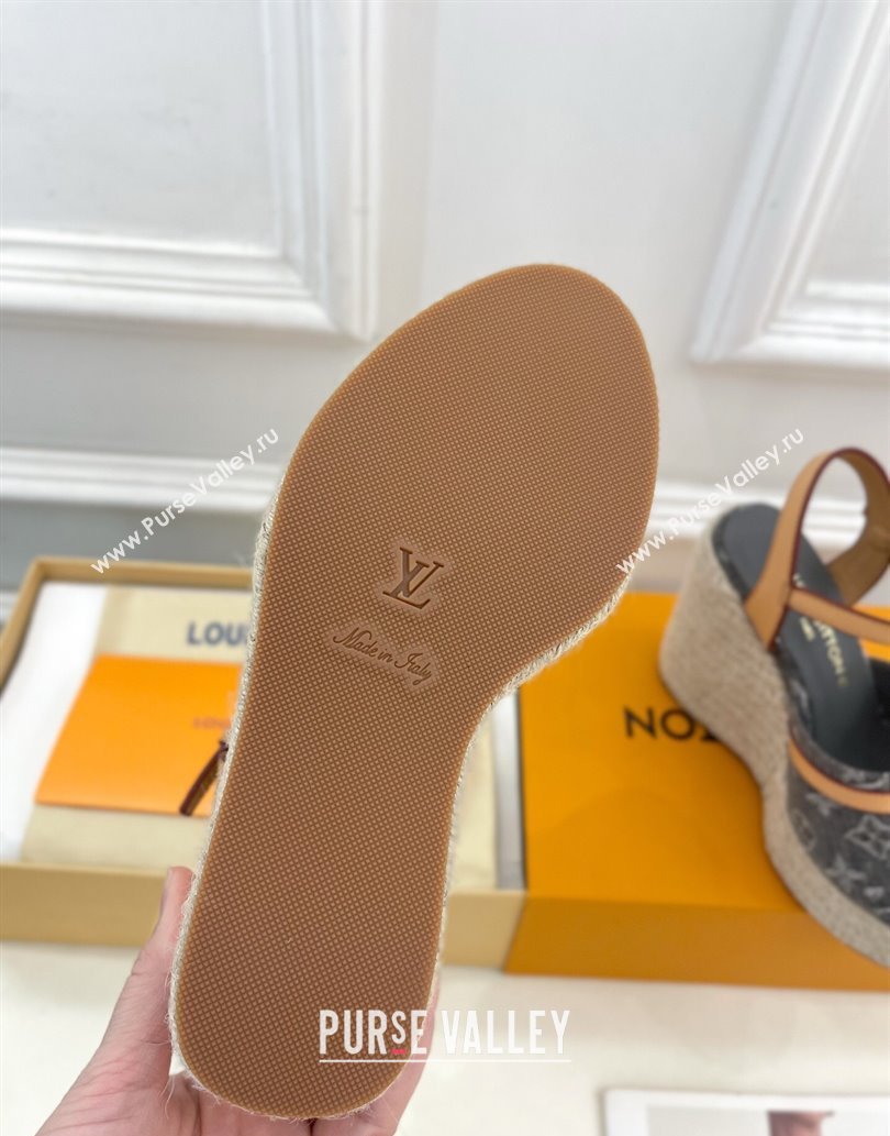 Louis Vuitton 6AM Wedge Platform Sandals 12cm in Monogram Denim Grey 2025 (MD-250609028)