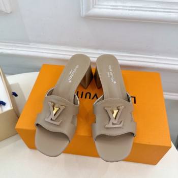 Louis Vuitton Mare Heel Slides Sandal 5.5cm in Calfskin Leather Grey 2025 0607 (MD-250607038)