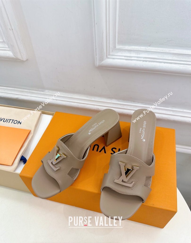 Louis Vuitton Mare Heel Slides Sandal 5.5cm in Calfskin Leather Grey 2025 0607 (MD-250607038)