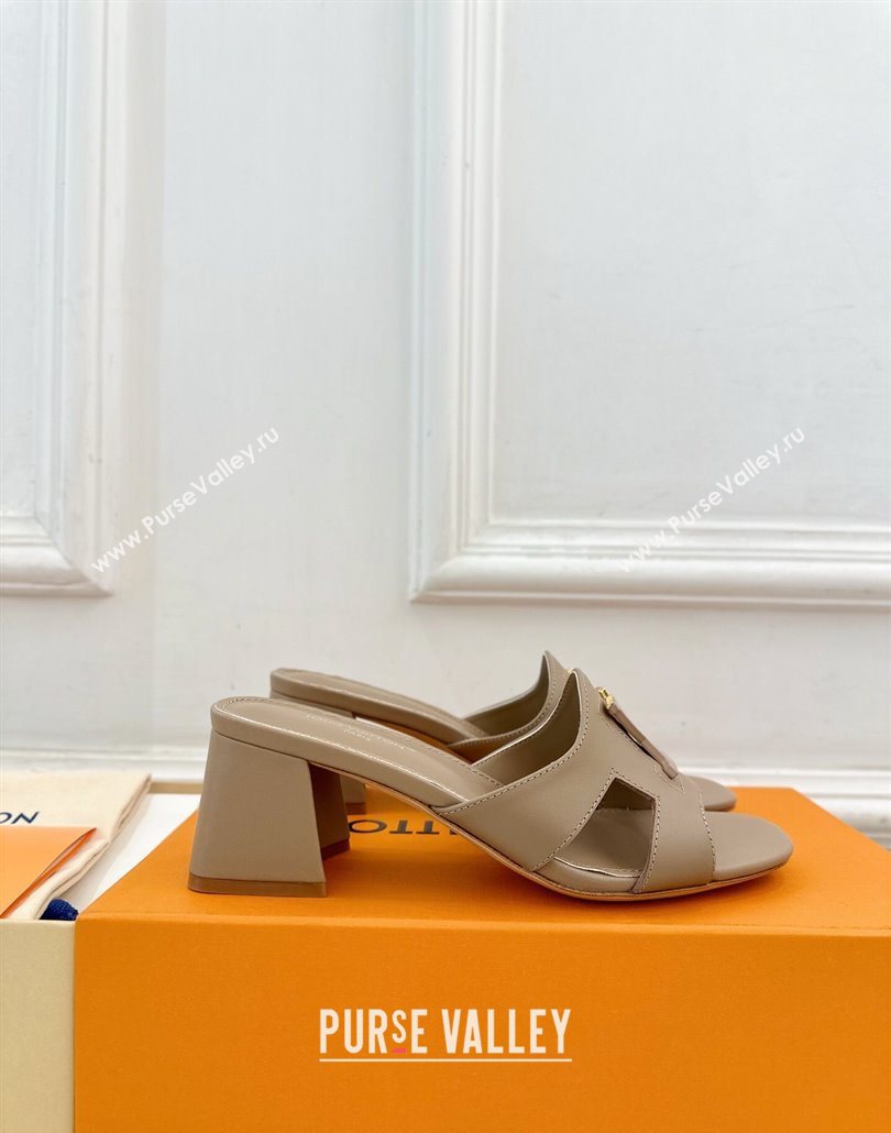 Louis Vuitton Mare Heel Slides Sandal 5.5cm in Calfskin Leather Grey 2025 0607 (MD-250607038)