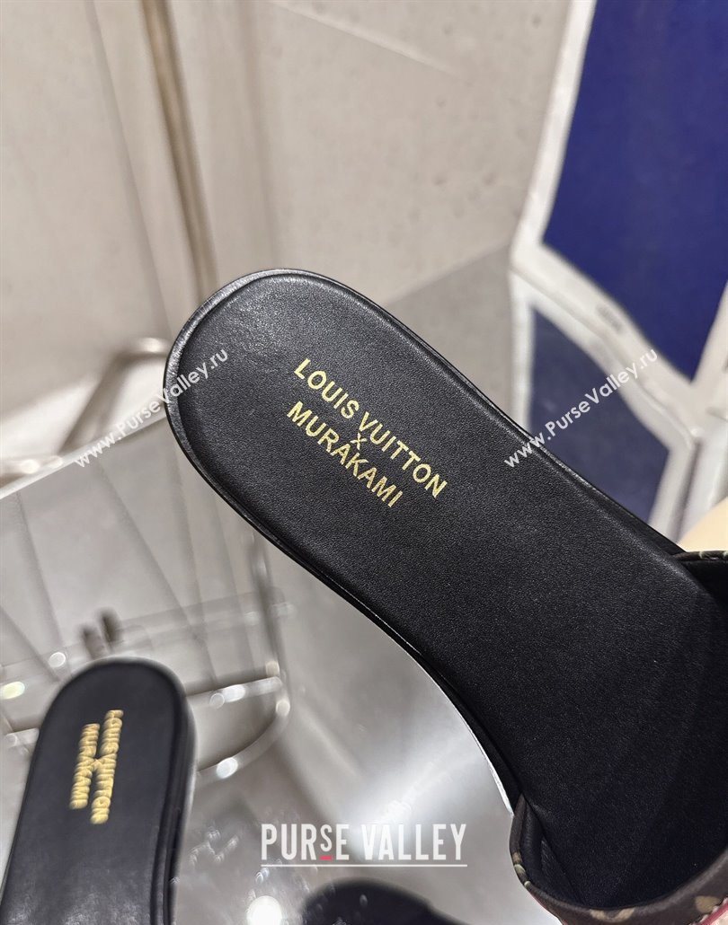 Louis Vuitton LV x TM Lily Flat Slides Sandal in Calfskin with Luscious Cherry Brown 2025 0607 (MD-250607037)