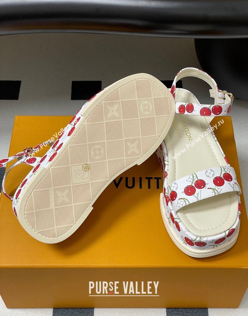 Louis Vuitton LV x TM Maya Platform Sandals 5cm in Leather with Luscious Cherry White 2025 (MD-250607021)