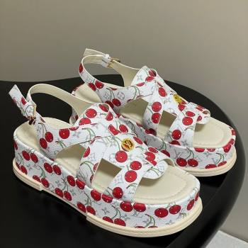 Louis Vuitton LV x TM Maya Flatform Sandals 5cm in Leather with Luscious Cherry White 2025 (MD-250607025)