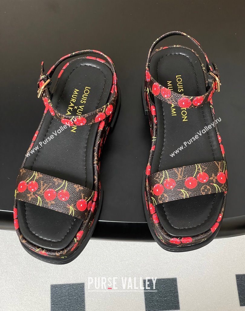 Louis Vuitton LV x TM Maya Platform Sandals 5cm in Leather with Luscious Cherry Black 2025 (MD-250607020)