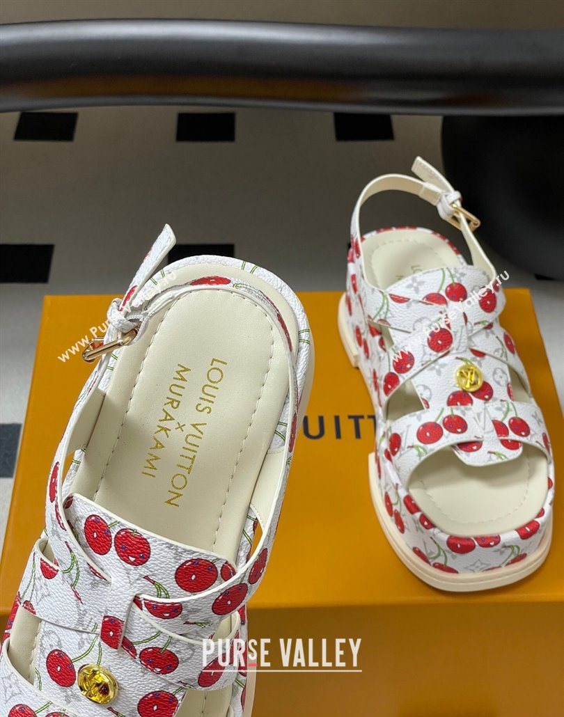 Louis Vuitton LV x TM Maya Flatform Sandals 5cm in Leather with Luscious Cherry White 2025 (MD-250607025)