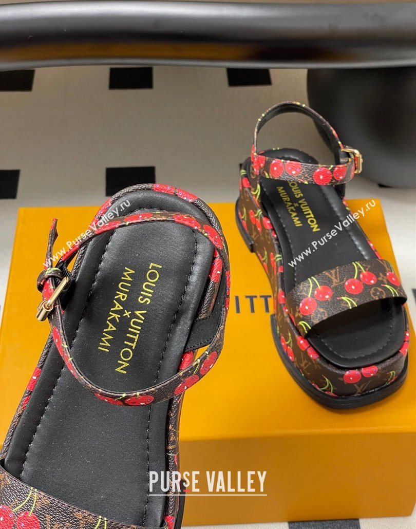 Louis Vuitton LV x TM Maya Platform Sandals 5cm in Leather with Luscious Cherry Black 2025 (MD-250607020)