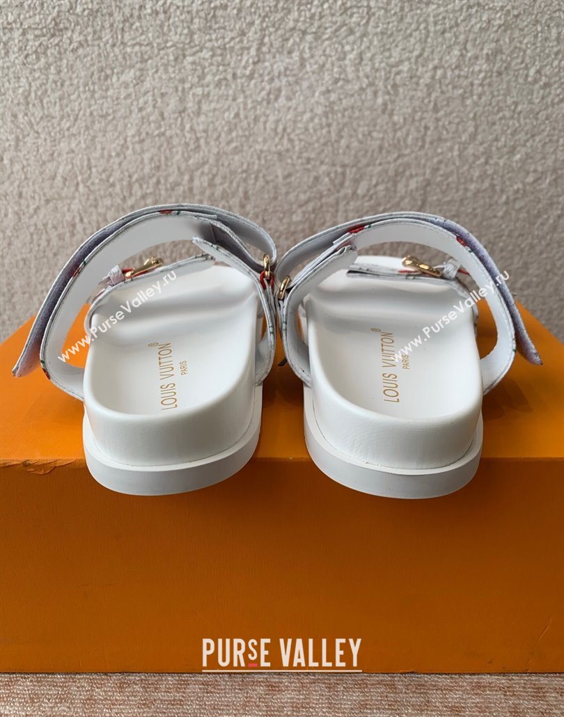 Louis Vuitton LV x TM Bom Dia Flat Comfort Slides Sandal in Leather with Luscious Cherry White 2025 (MD-250607027)