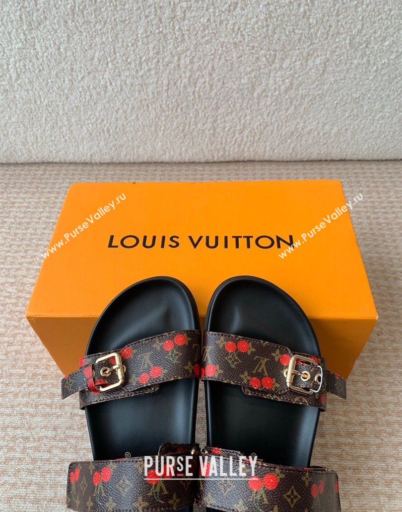 Louis Vuitton LV x TM Bom Dia Flat Comfort Slides Sandal in Leather with Luscious Cherry Brown 2025 (MD-250607028)