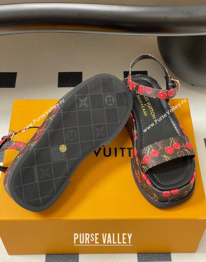 Louis Vuitton LV x TM Maya Platform Sandals 5cm in Leather with Luscious Cherry Black 2025 (MD-250607020)