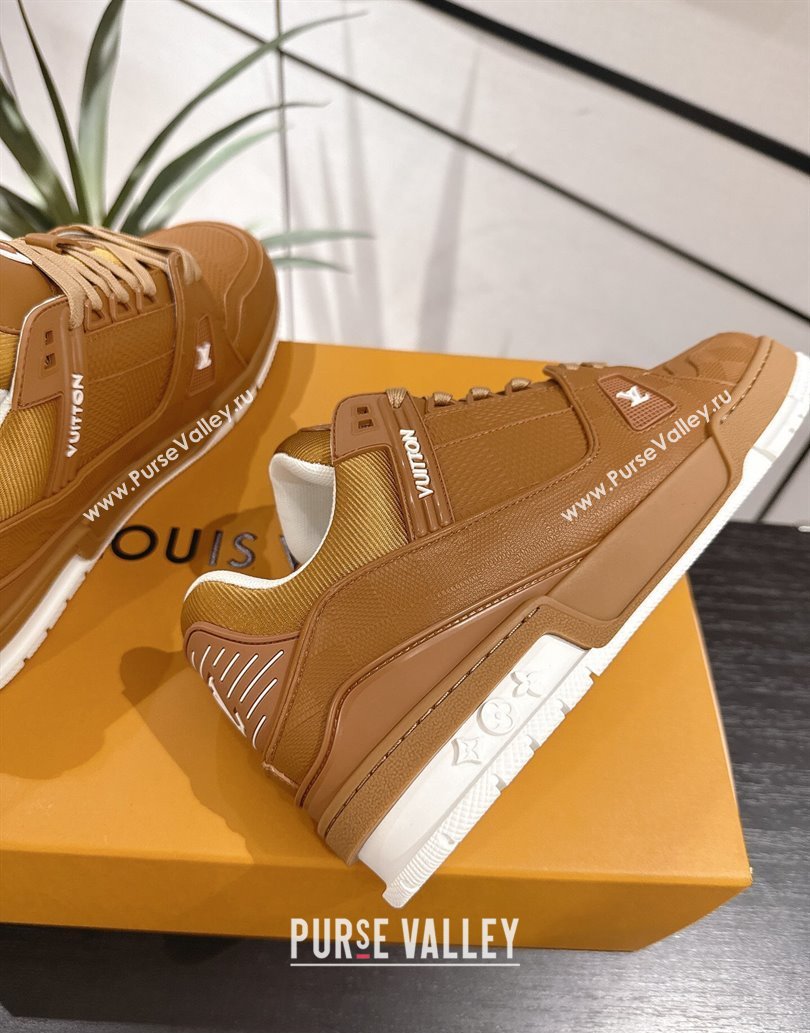 Louis Vuitton Trainer Damier Leather Sneakers Brown 2025 0609 (MD-250609009)