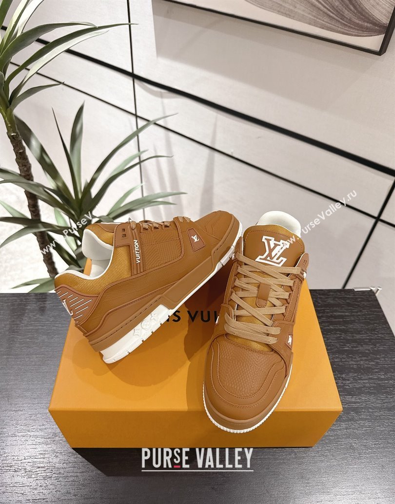 Louis Vuitton Trainer Damier Leather Sneakers Brown 2025 0609 (MD-250609009)