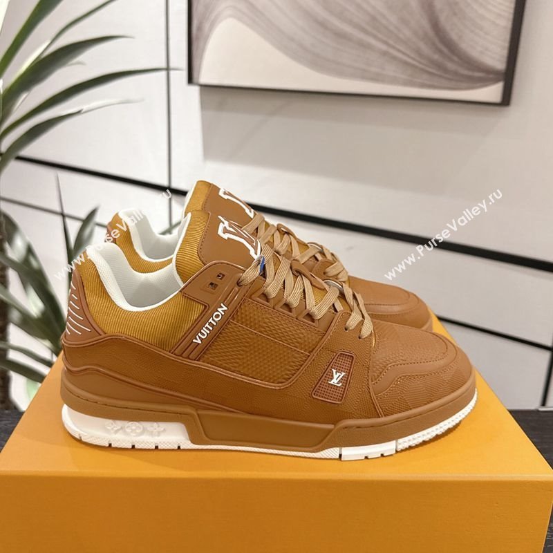 Louis Vuitton Trainer Damier Leather Sneakers Brown 2025 0609 (MD-250609009)