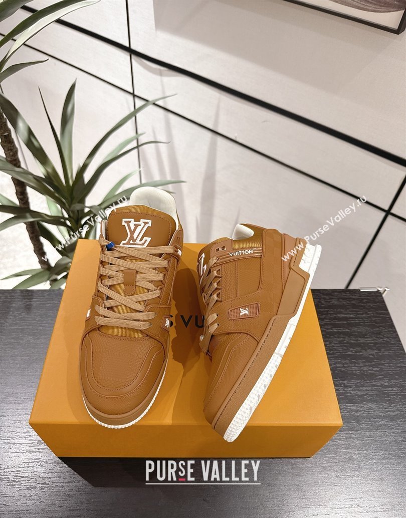Louis Vuitton Trainer Damier Leather Sneakers Brown 2025 0609 (MD-250609009)