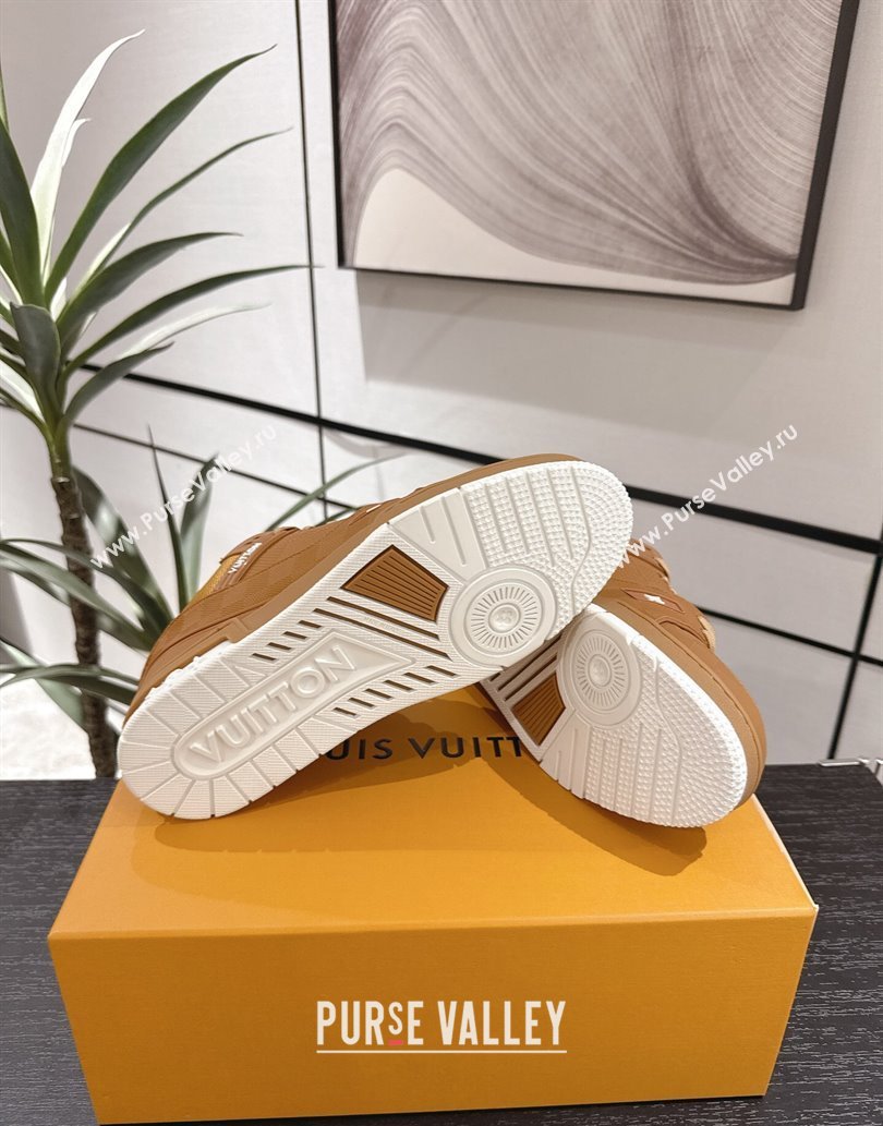 Louis Vuitton Trainer Damier Leather Sneakers Brown 2025 0609 (MD-250609009)