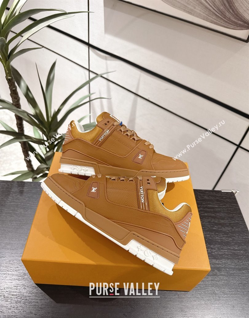 Louis Vuitton Trainer Damier Leather Sneakers Brown 2025 0609 (MD-250609009)