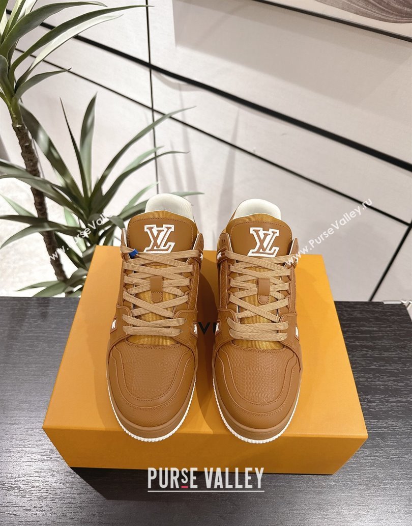 Louis Vuitton Trainer Damier Leather Sneakers Brown 2025 0609 (MD-250609009)