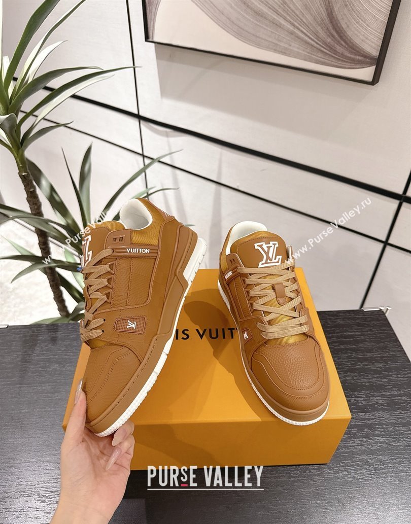 Louis Vuitton Trainer Damier Leather Sneakers Brown 2025 0609 (MD-250609009)
