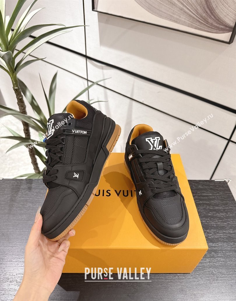 Louis Vuitton Trainer Damier Leather Sneakers Black 2025 0609 (MD-250609010)