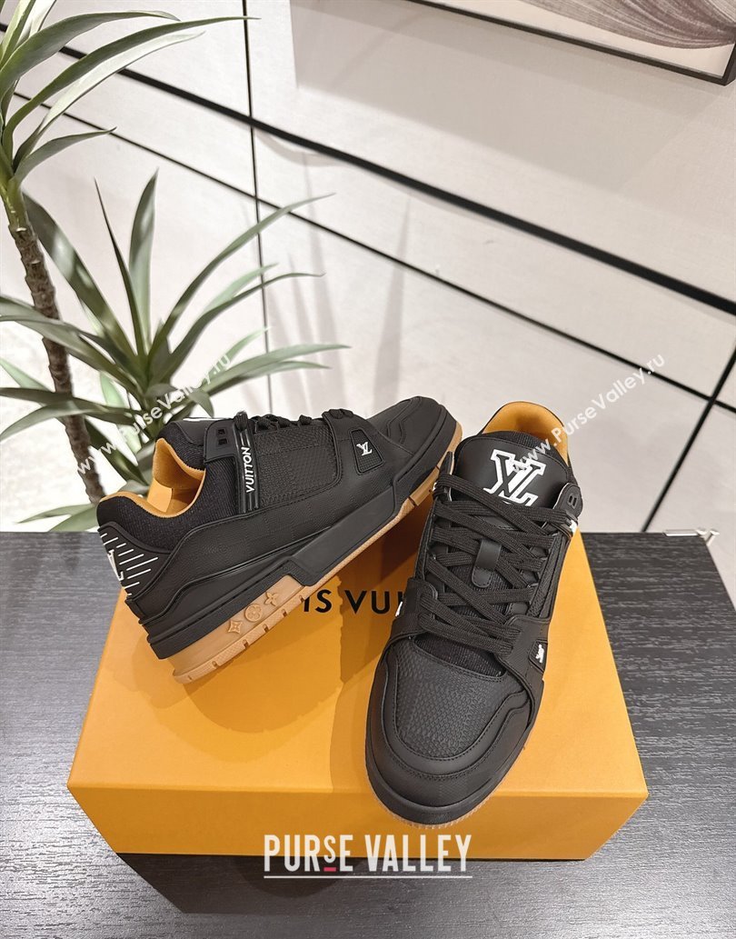 Louis Vuitton Trainer Damier Leather Sneakers Black 2025 0609 (MD-250609010)