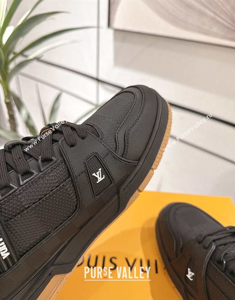 Louis Vuitton Trainer Damier Leather Sneakers Black 2025 0609 (MD-250609010)
