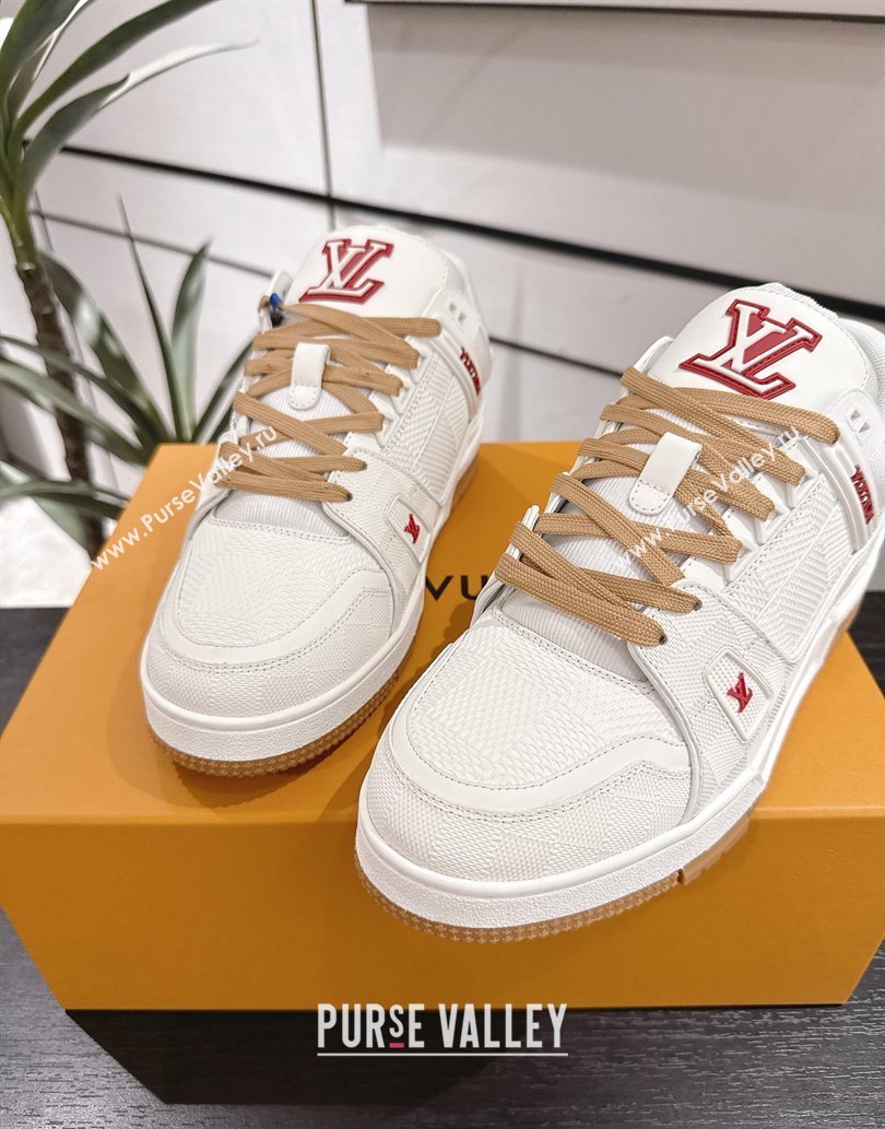 Louis Vuitton Trainer Damier Leather Sneakers White 2025 0609 (MD-250609008)