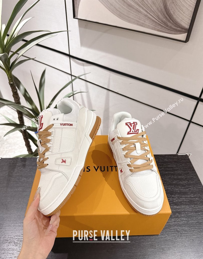 Louis Vuitton Trainer Damier Leather Sneakers White 2025 0609 (MD-250609008)