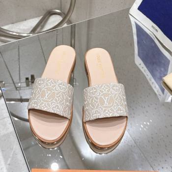 Louis Vuitton Flat Slides Sandal in Monogram Jacquard Nude Pink 2025 0609 (MD-250609050)