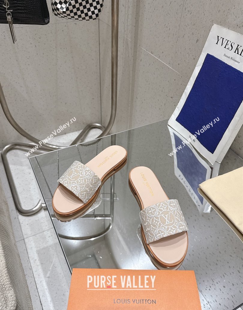 Louis Vuitton Flat Slides Sandal in Monogram Jacquard Nude Pink 2025 0609 (MD-250609050)