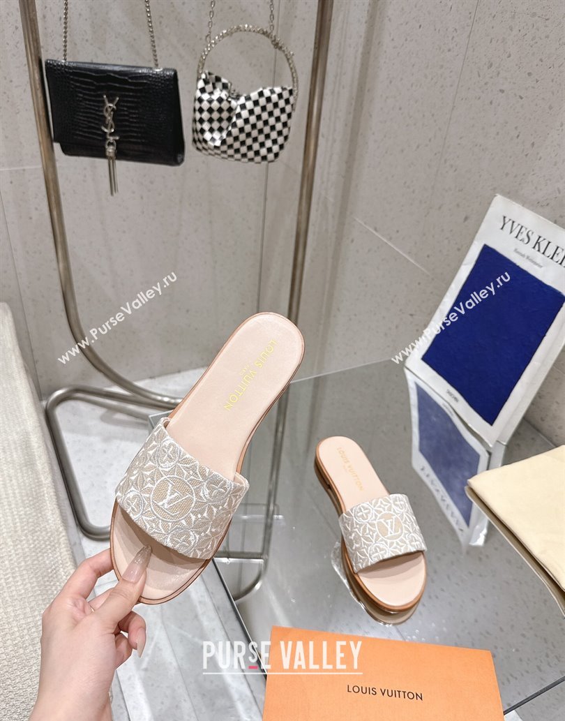Louis Vuitton Flat Slides Sandal in Monogram Jacquard Nude Pink 2025 0609 (MD-250609050)