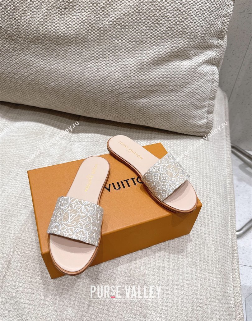 Louis Vuitton Flat Slides Sandal in Monogram Jacquard Nude Pink 2025 0609 (MD-250609050)