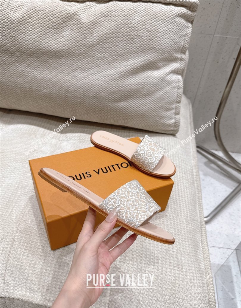 Louis Vuitton Flat Slides Sandal in Monogram Jacquard Nude Pink 2025 0609 (MD-250609050)