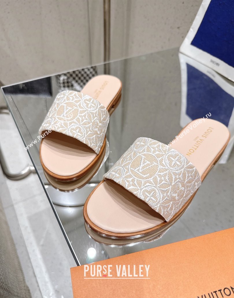 Louis Vuitton Flat Slides Sandal in Monogram Jacquard Nude Pink 2025 0609 (MD-250609050)