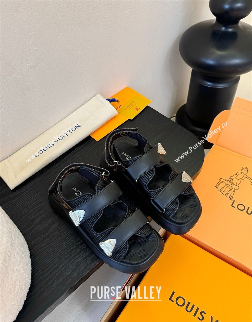 Louis Vuitton Chameleon Comfort Sandals in Calf Leather 1AHNJO Black 2025 (MD-250609035)