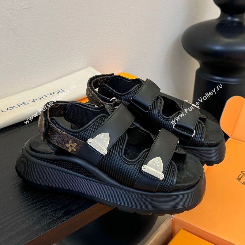 Louis Vuitton Chameleon Comfort Sandals in Calf Leather 1AHNJO Black 2025 (MD-250609035)