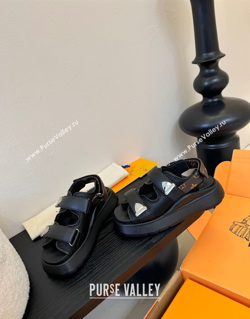 Louis Vuitton Chameleon Comfort Sandals in Calf Leather 1AHNJO Black 2025 (MD-250609035)